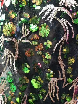

African S1922510 high quality sequence French Nigerian sequins net tulle mesh Swiss lace fabric for party dress