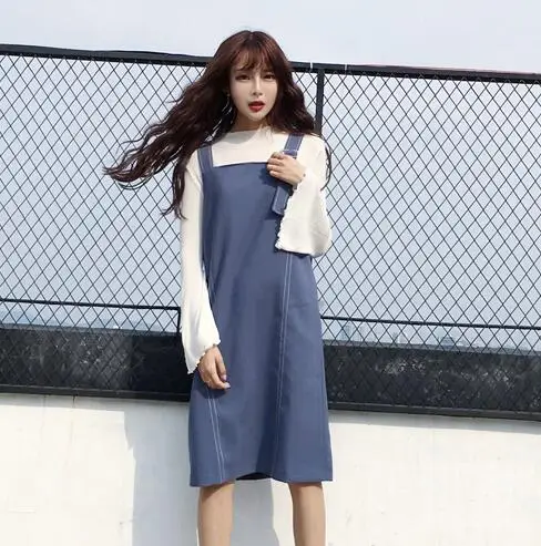 Parollada Korea Vintage Wiring Brief Knee Length Midi Suspender