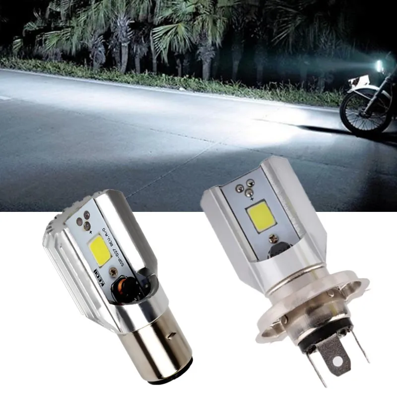 Светодиодные лампы для мотоциклетных Фар H4 H6 COB Led 1000LM BA20D лампа ближнего и