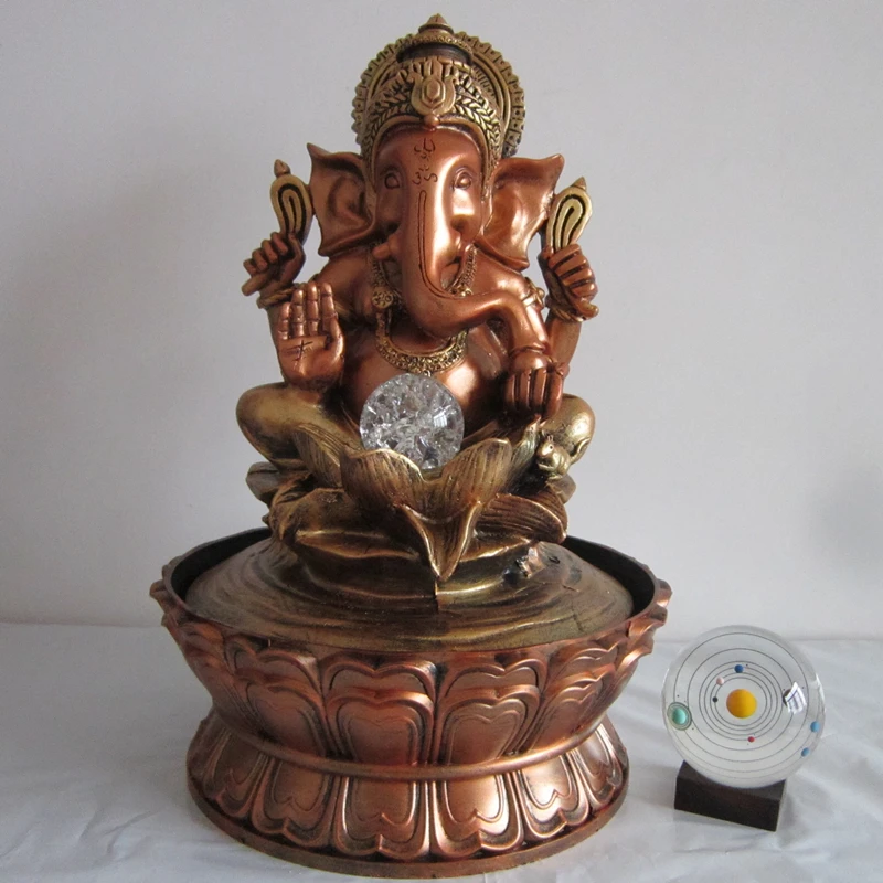 

43cm Ganesha Water Fountain Decorative Fengshui Craft Creative Desktop Ornament Indoor Air Humidity New Year Home Decoration