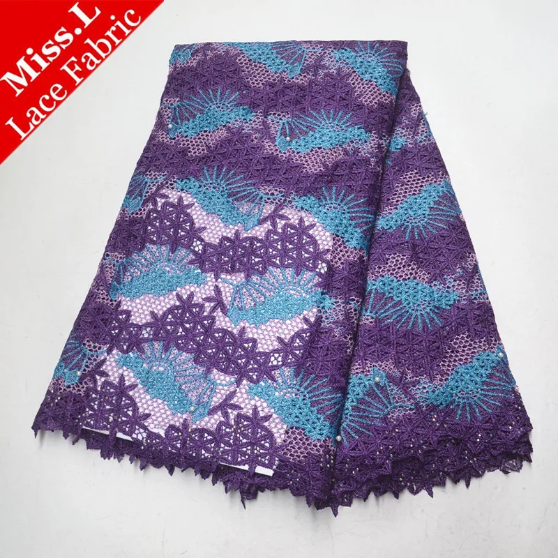 

9 Color African Cord Lace Fabric High Quality 2019 African Water Soluble Lace Fabric With Stones For Ladies Beaded Lace Dress