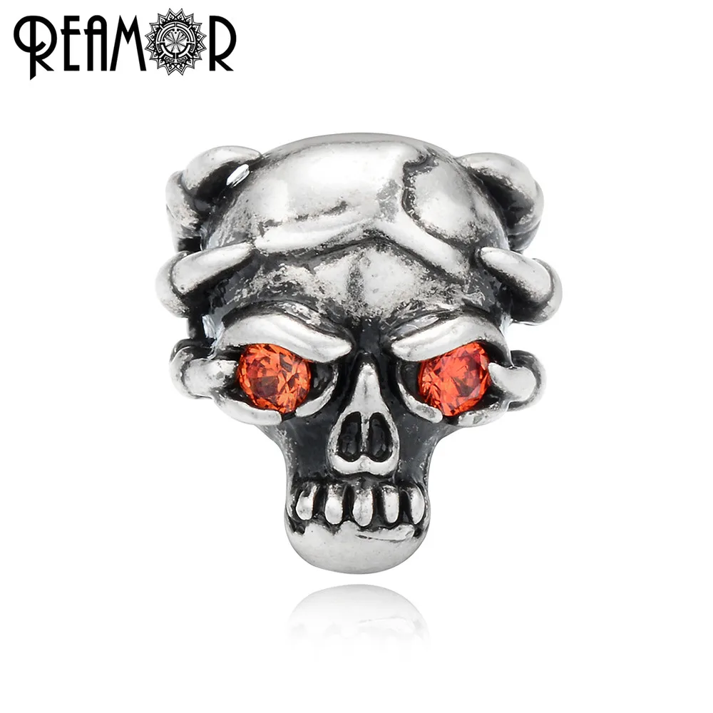 

REAMOR 2mm Skull Alien Red Copper&Bronze&Silver Plated Copper CZ Spacer Bead Crystal Beads for Jewelry Making Bracelets Findings
