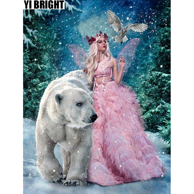 

Diy Diamond Painting Cross Stitch Kits Diamond Mosaic Pattern "Polar Bear&Ice Elve&Owl" Diamond Embroidery Christmas Gift GT