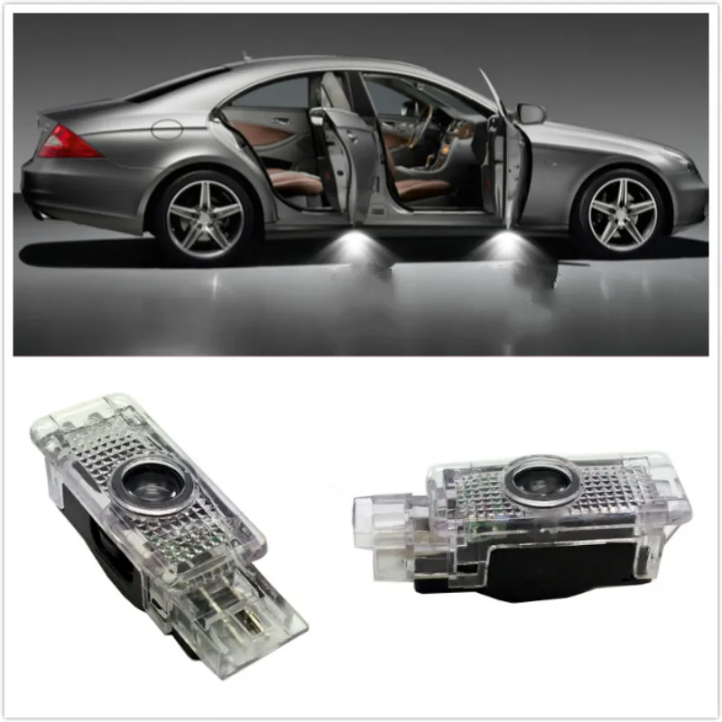 

2x Car LED Door logo Light sticker for Mercedes Benz W203 W209 W240 R171 R199 SLK CLK SLR C Class AMG Projector welcome Lamp