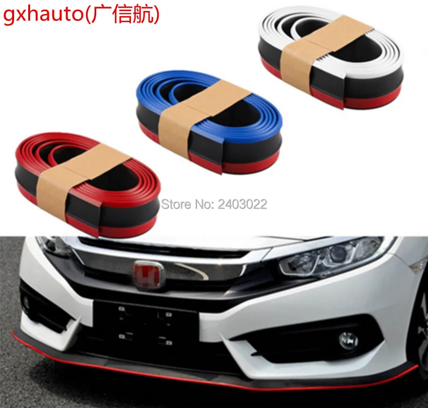 

New Rubber Soft bumper Strip Car 60mm Width 2.5m length Exterior Front Bumper Lip Kit Bumper Car Black and red / white/ blue