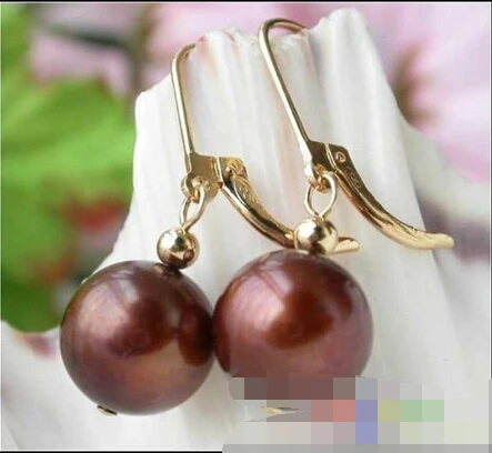 

hot sell new - -hot 00071 COFFEE ROUND FRESHWATER PEARL DANGLE EARRING