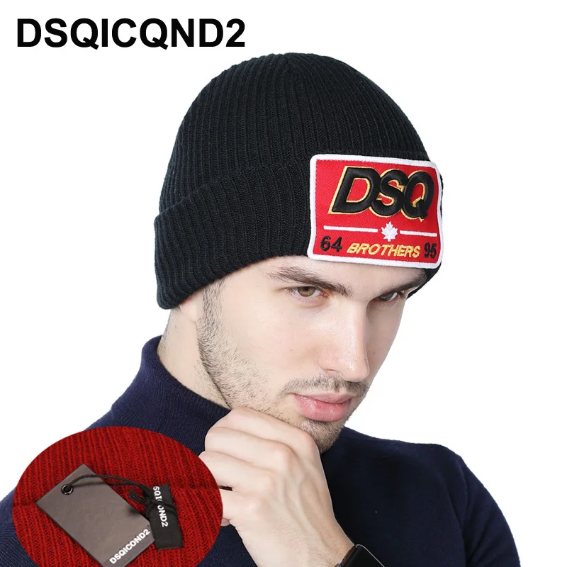

DSQICOND2 Men's Winter Warm Wool Hat ,DSQHigh Quality Knitted Winter Hat, Men's Ski Boots Winter Hats, Warm Caps Men's Dad Hats