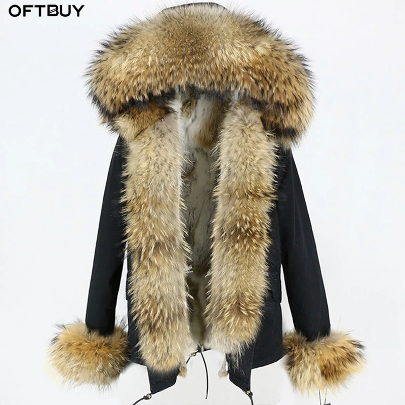 Женская Шуба OFTBUY теплая парка с кроличьим мехом и отсоединяемым мехом|Шубы