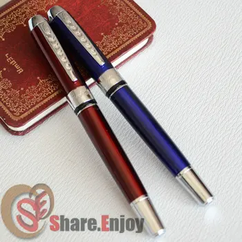 

FOUNTAIN PEN 18KGP M NIB LOTS OF 2 PCS JINHAO 250 DEEP RED BLUE SILVER TRIM