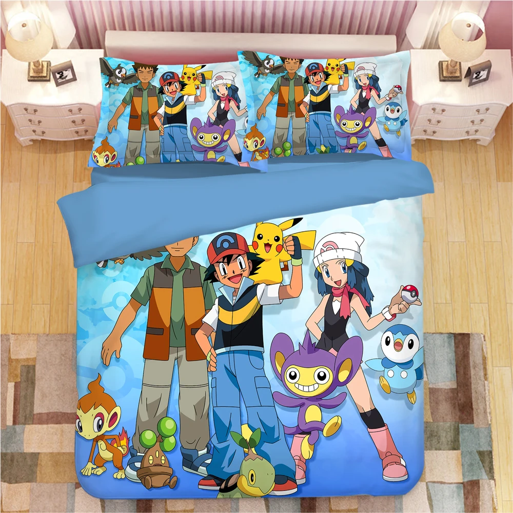Pokemon Cartoon Anime Bedding Set Duvet Covers Pillowcases Pikachu Kids Room Decor Comforter Bedding Sets Bed Linen Bedclothes Pokemon Cartoon Anime Bedding Set Duvet Covers Pillowcases Pikachu Kids Room Decor Comforter Bedding Sets Bed Linen Bedclothes