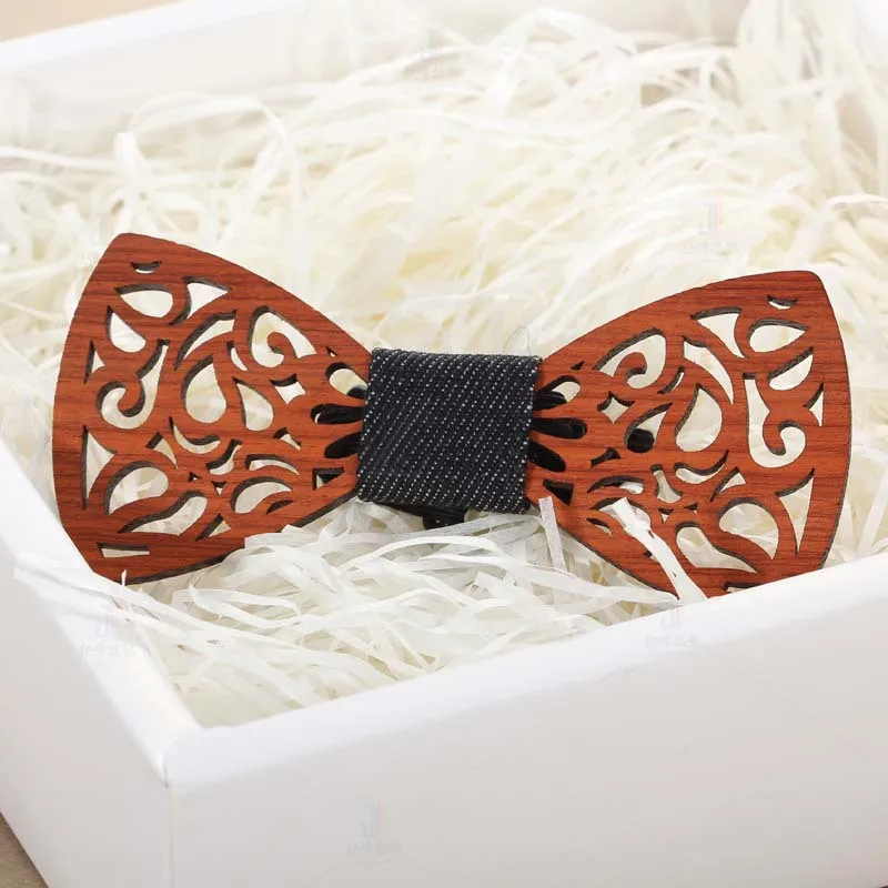 YISHLINE New Paisley Wooden Bow Tie Men's Plaid Bowtie Wood Hollow carved cut out Floral design Fashion Novelty ties - Цвет: SS75-5