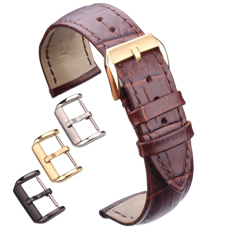 

Hight Quality Genuine Leather Watchbands Men Women Brown Black Waterproof Watch Band Strap 18mm - 24mm Belt Steel Pin Buckle