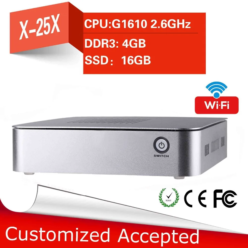 Mini PC Intel Celeron G1610 Wireless Built-In Fan Computer Thin client 4G RAM 16G SSD Mini PC