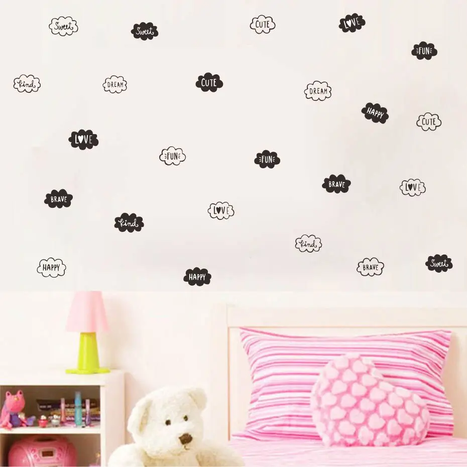 لطيف سحابة و الكلمات ملصقات جدار DIY الفن ملصق حائط من الفينيل‏ مجموعة ديكور المنزل ل حضانة بيبى الأطفال الاطفال نوم ورق حائط لغرفة المعيشة