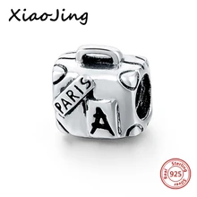 Gran oferta, Maleta de viaje de plata de ley 100% 925, cuentas de tronco Vintage para pulsera Pandora para mujer, fabricación de joyas