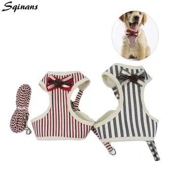 

Sqinans Striped Dog Harness And Leash Set Pet Dogs Traction Rope Leash Mesh Bowknot Harness Vest For Small and Medium Dogs