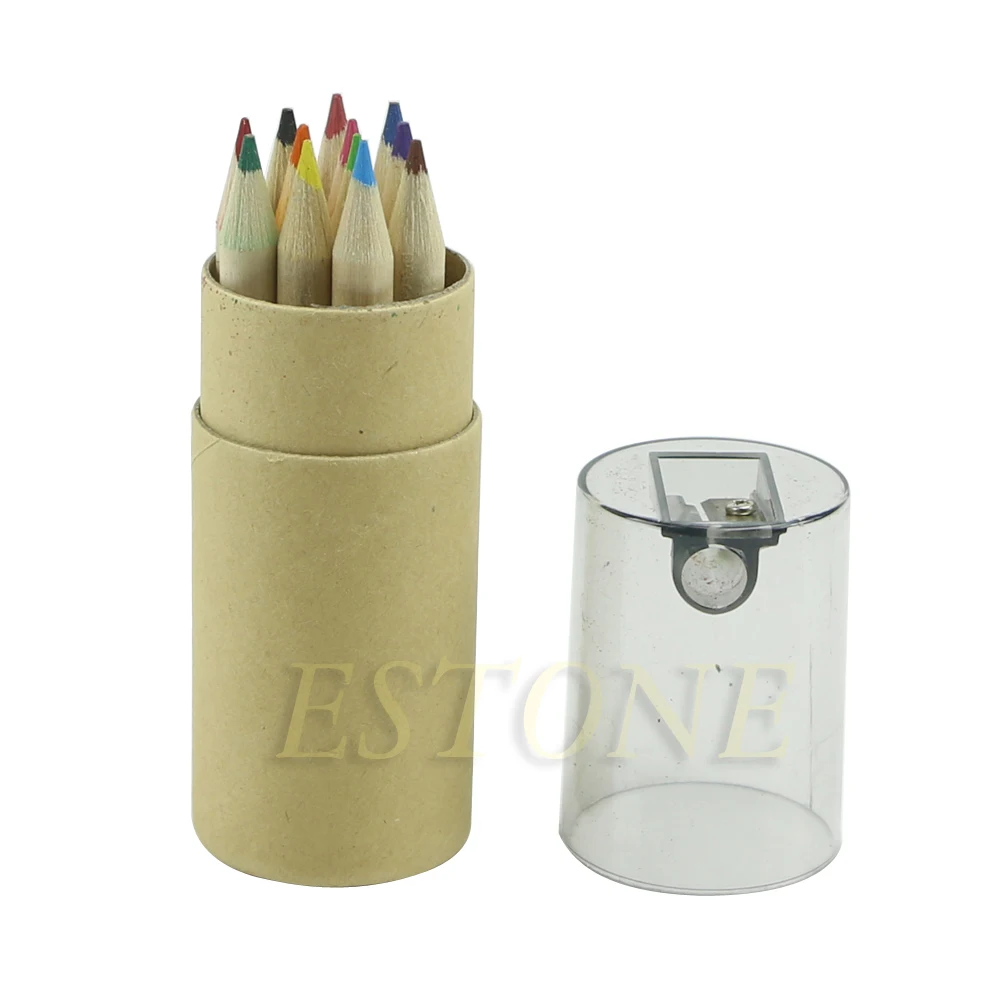 

12Pc Wooden 12 Colors Painting Writing Pencils W/ Sharpener Mini Cute Child Gift Drop Shipping Support