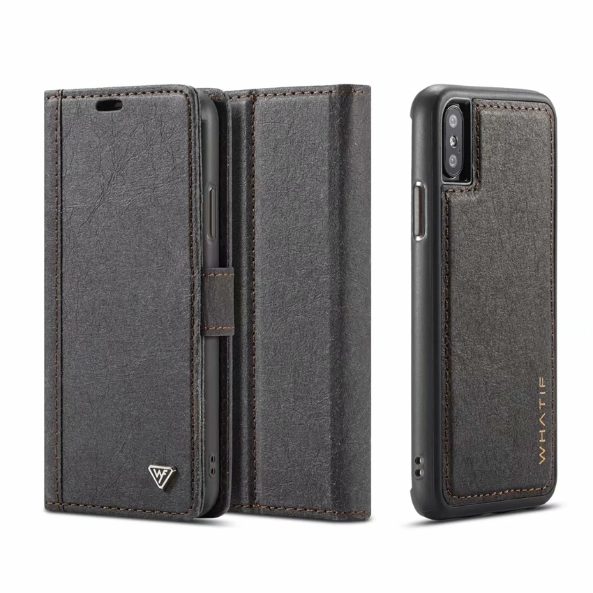 

HOTR Kraft paper Leather Wallet Case for iphone X Phone Stand Holder Cover Case for iphone X Full Coverage Protection 5.85'INCH