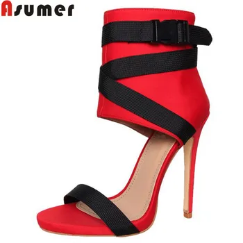 

ASUMER big size 34-43 summer sandals for women zip super high heels ladies prom shoes classic female shoes elegant women sandals