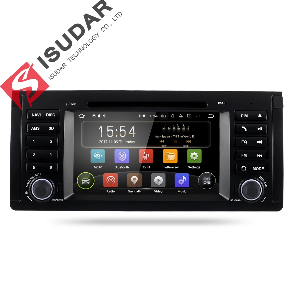 

Isudar Car Multimedia Player Car Radio One Din Android 8.1.0 For BMW/X5/M5/E39 DVD Player GPS FM DAB DSP USB DVR OBD 4 Cores