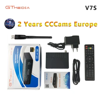 

GTmedia V7S HD Satellite Receiver with USB WiFi 2 year CCCam Line Europe support PowerVu Biss 3G Youtube DVB-S2 Decoder Freesat