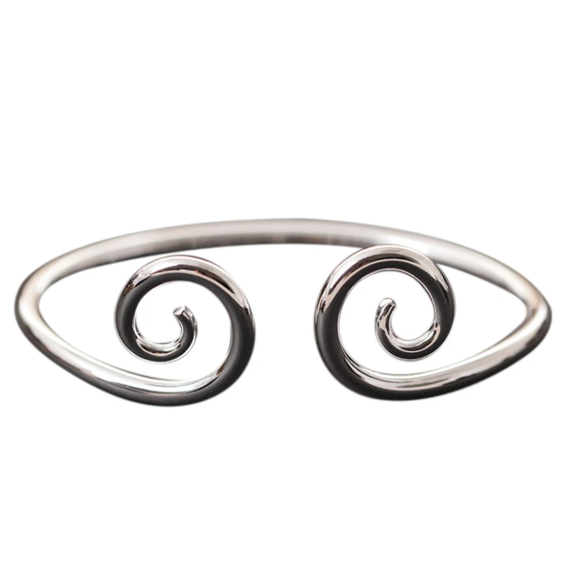 

S999 Sterling Silver Bracelets Monkey Straitjacket Hand Carved Bangles Opening Adjustable Design Fine Jewelry