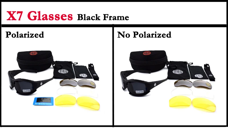 Поляризационные тактические очки X7 C5 армейские солнцезащитные очки военные очки для стрельбы 4 линзы комплект походные кемпинговые очки