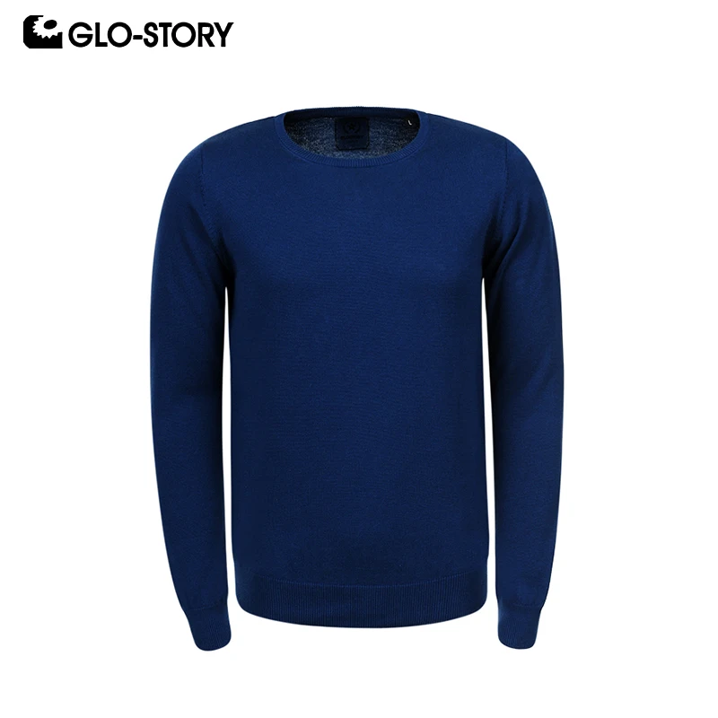 GLO STORY 2019 Мужской базовый мягкий пуловер Свитера Мужчины o образным вырезом Pull