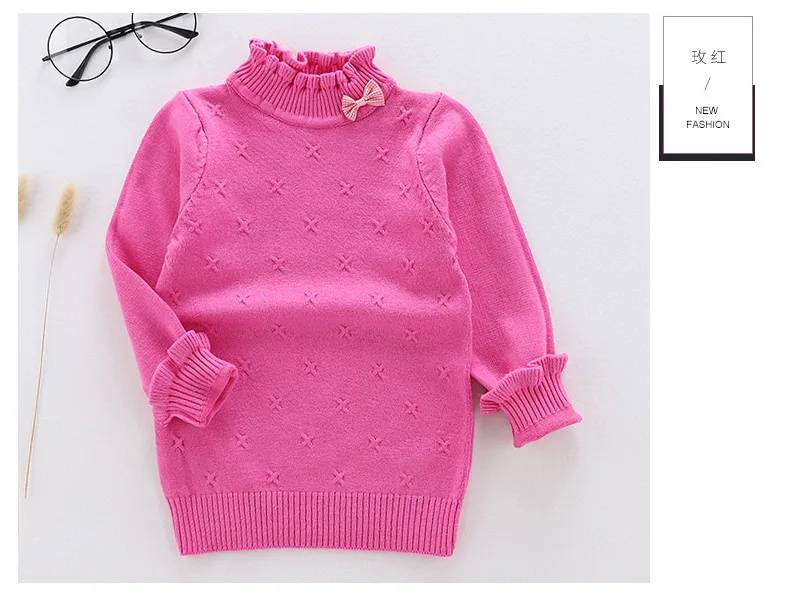 Осень, детский пуловер, вязаный свитер в рубчик, розовый, белый, черный, желтый, серый, красный, модная детская одежда для девочек, свитера