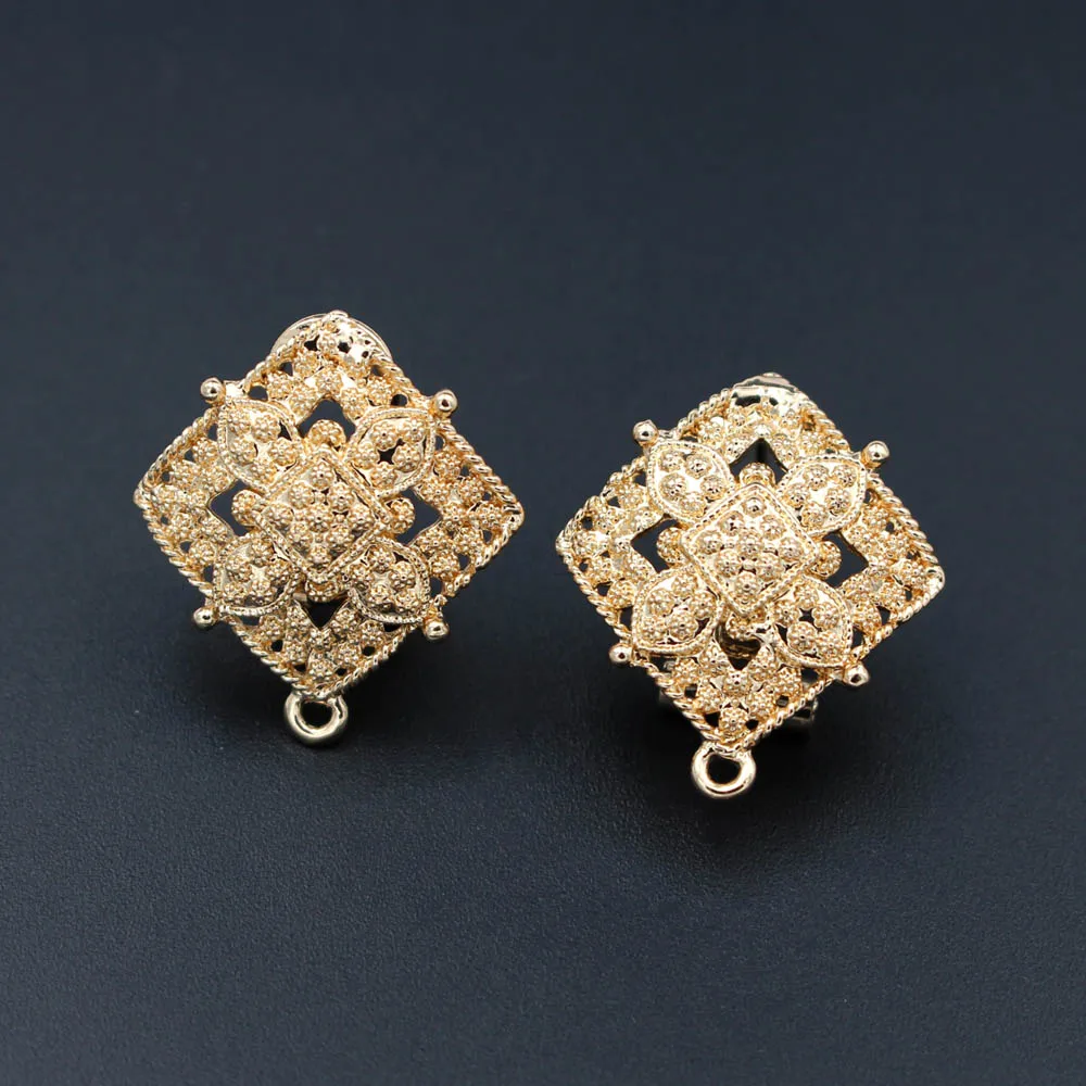 

Stud Clip Earrings Post Square Base with Loop Hanger DIY Findings Accessories Indian African Congo Arab Wedding Jewelry Making