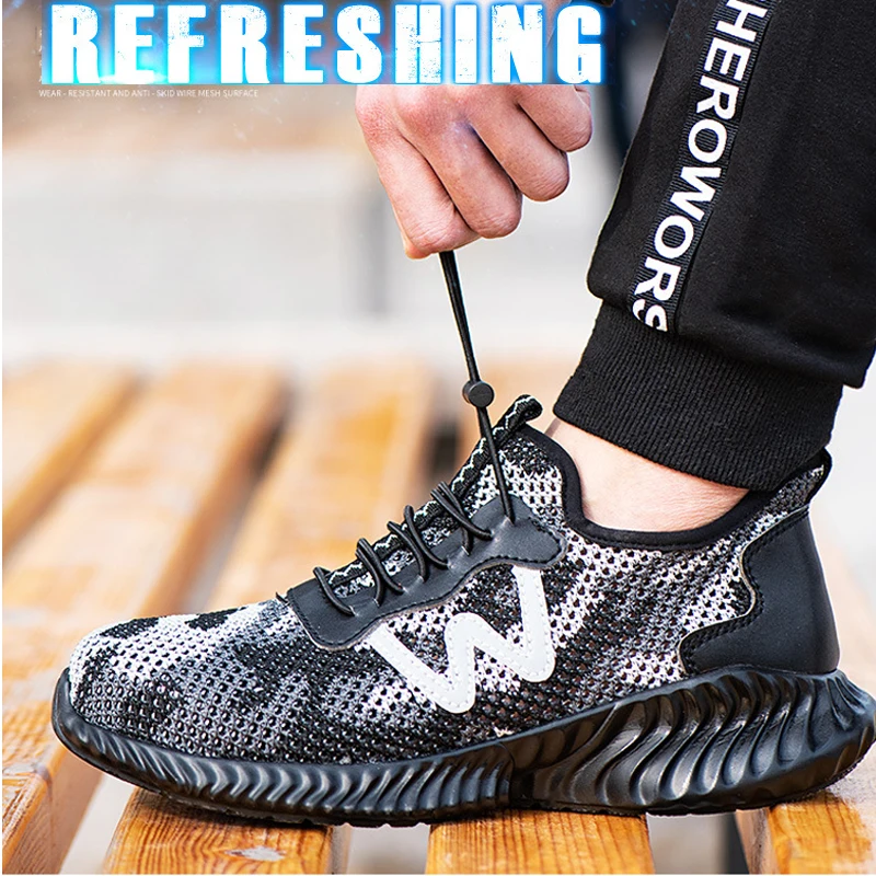 Outdoor Light Men And Women Work Shoes Steel Toe Anti-smashing anti Puncture Safety Shoes Summer Breathable Deodorant Boots