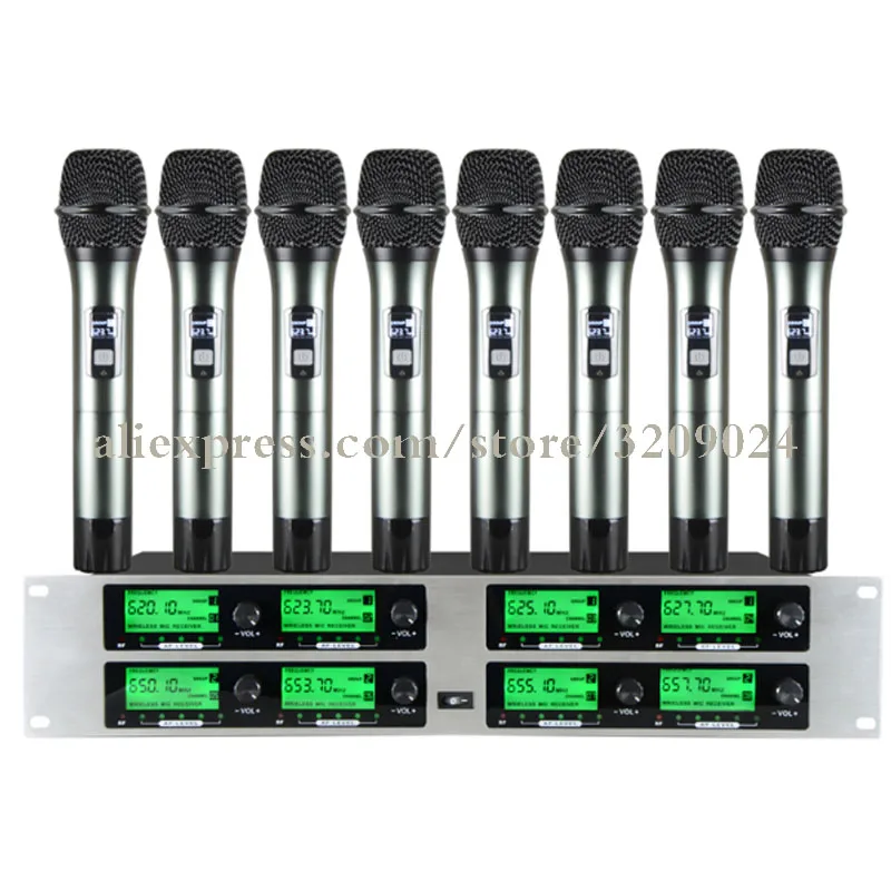 8 Channels UHF Wireless Handheld Microphone Karaoke KTV Concert