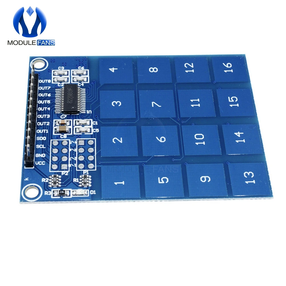 16 Ключ канал TTP229 емкостной сенсорный выключатель цифровой датчик IC пластина модуля плата для Arduino Индикатор низкого заряда 2,4 В 5,5 В