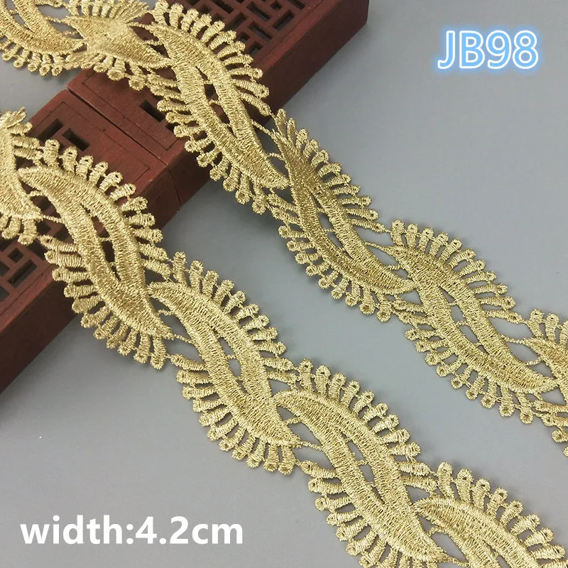 

2 yards 4.2cm wide gold water soluble embroidery lace fabric lace necklace hair accessories lace trim JB98
