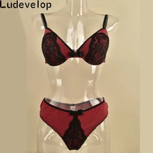 Хлопковый бюстгальтер пуш-ап абсолютная роскошная кружевная Сексуальная Вышивка красное вино под тонкое плотное нижнее белье бюстгальтер стринги и бюстгальтер короткие наборы