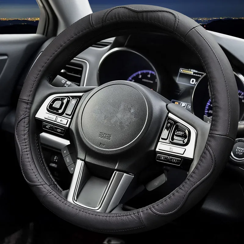 HABRAT Leder Lenkradbezug Für Subaru - Anti-Rutsch Bezug 38cm Für Forester, Legacy, BRZ, WRX