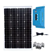 Solar Set Mono Solar Panel 12v 60w Solar Battery Charger Solar Controller 12v/24v 10A LCD PWM Solar Light System Off Grid LED pwm type 48v 20a smart solar controller for solar cctv system solar road light battery emergency exit light charging control