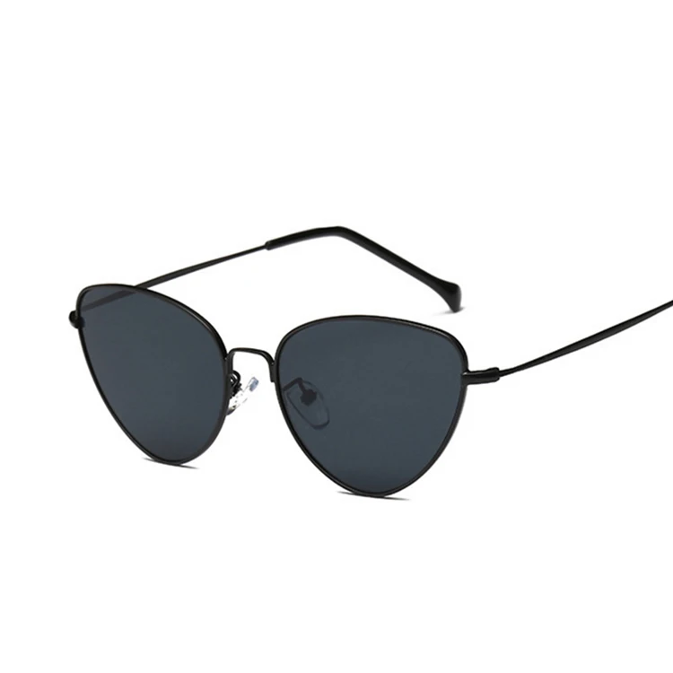 Ретро Винтажные Солнцезащитные очки женские маленькие Роскошные кошачьи глаза розовые женские солнцезащитные очки модные мужские желтые тонированные линзы очки - Цвет линз: Black Gray