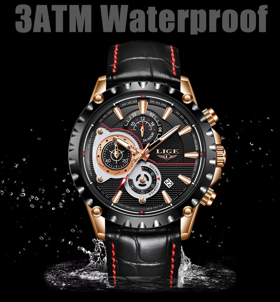 LIGE мужские s часы лучший бренд класса люкс кварцевые золотые часы мужские повседневные кожаные военные водонепроницаемые спортивные наручные часы Relogio Masculino