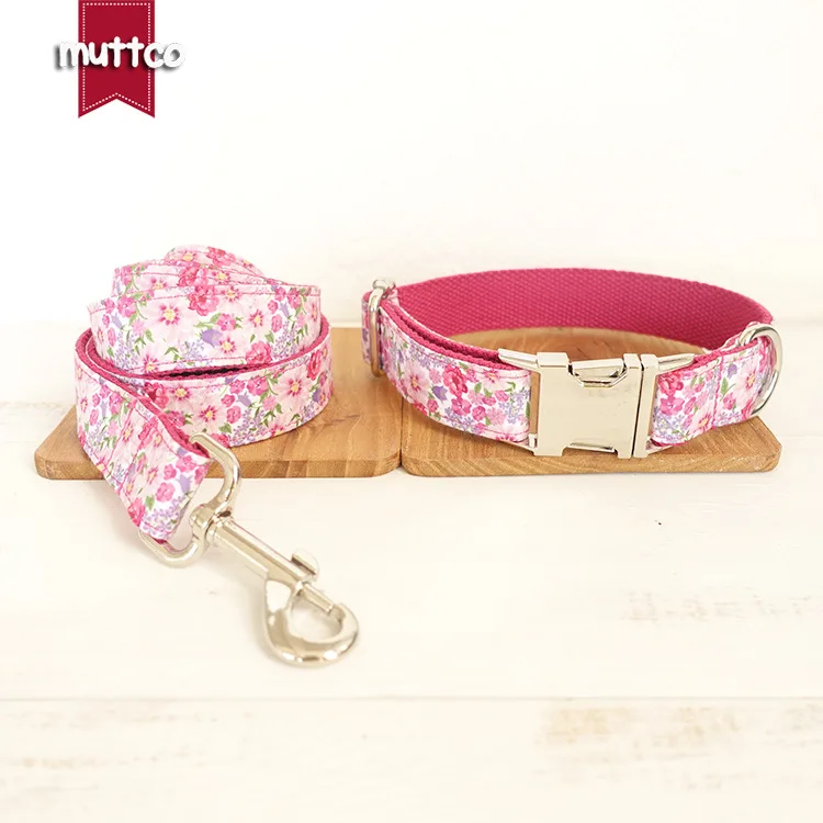 Классические розовые цветы Мода Дизайн Pitbull ошейник и поводок набор нейлон поводок собаки веревку Para cachorros Produtos привести для собаки