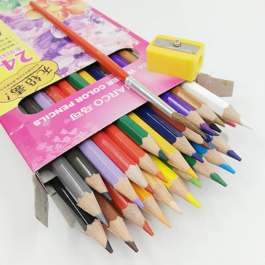 [MARCO] 24 Colors Water Color Pencil Set Professional Soft Water