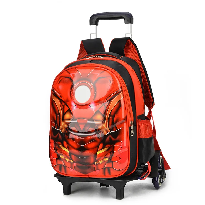 

Climb the stairs Iron Man luggage NEW 3D Multi-function cartoon school bag students rolling suitcase Children travel backpack