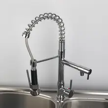 Привет Новый Современный Хром Латунь Вытащить Весной Кухонный Кран torneira 97168/1 Поворотным Изливом LED Распылитель Горячей и Холодной Водопроводной