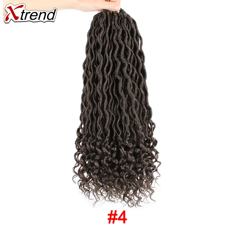 Xtrend, вязанные крючком волосы, синтетические косички, faux locs Curly Crotchet, волосы для наращивания, Meche DREAD, 18 дюймов, богиня, от 1 до 10 упаковок - Цвет: #4