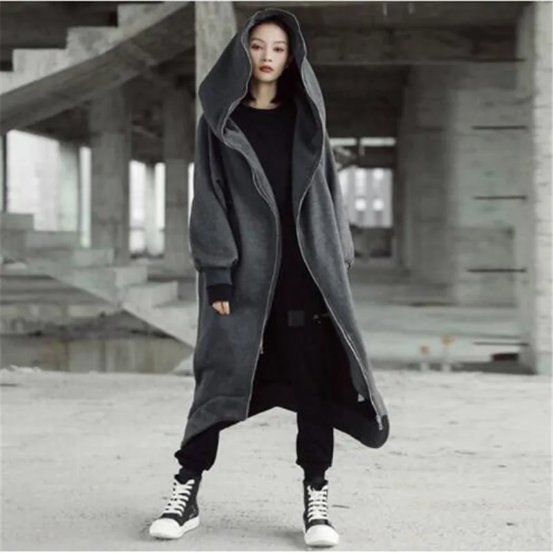 

2019 ZANZEA Women Casual Baggy Long Sweatshirt Outerwear Winter Fashion Hooded Long Sleeve Pockets Work Irregular Coat Jacket