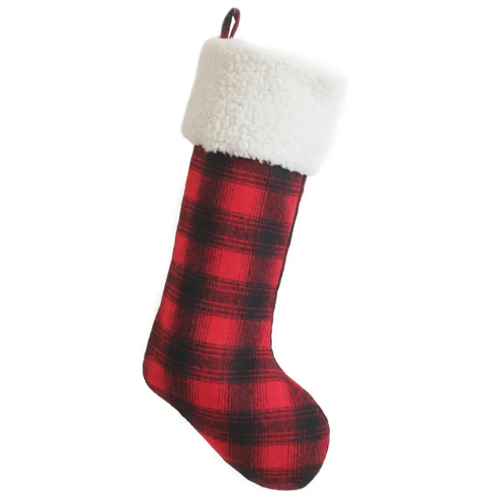 Free Shipping Red with Black Plaid Body With Sherpa Cuff Christmas ...