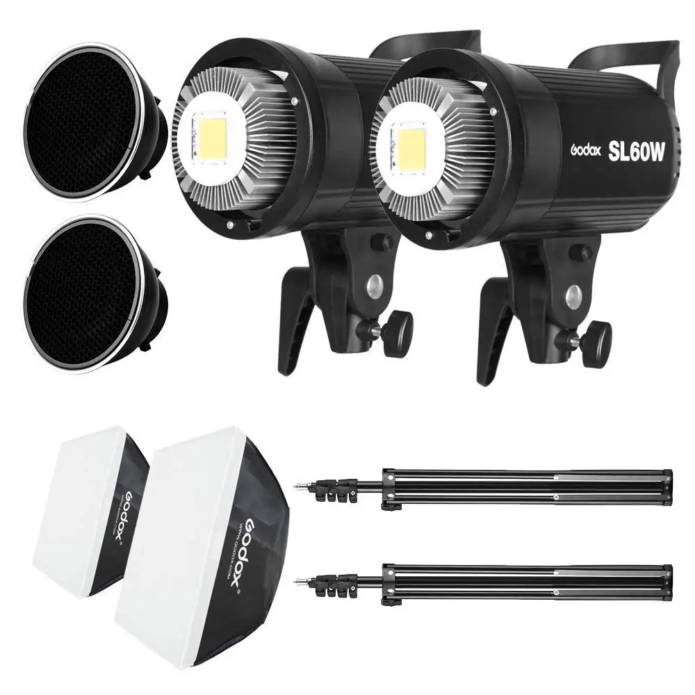 Студийный светодиодный непрерывный осветитель Godox 2 * SL 60W 60Ws 5600K для фото и