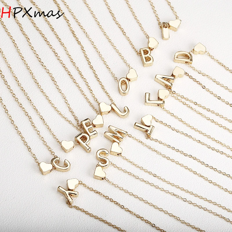 

HPXmas Fashion Golden 26 Letters Necklace For Women Personalized Stainless steel Pendant Necklace Jewelry Gift C26