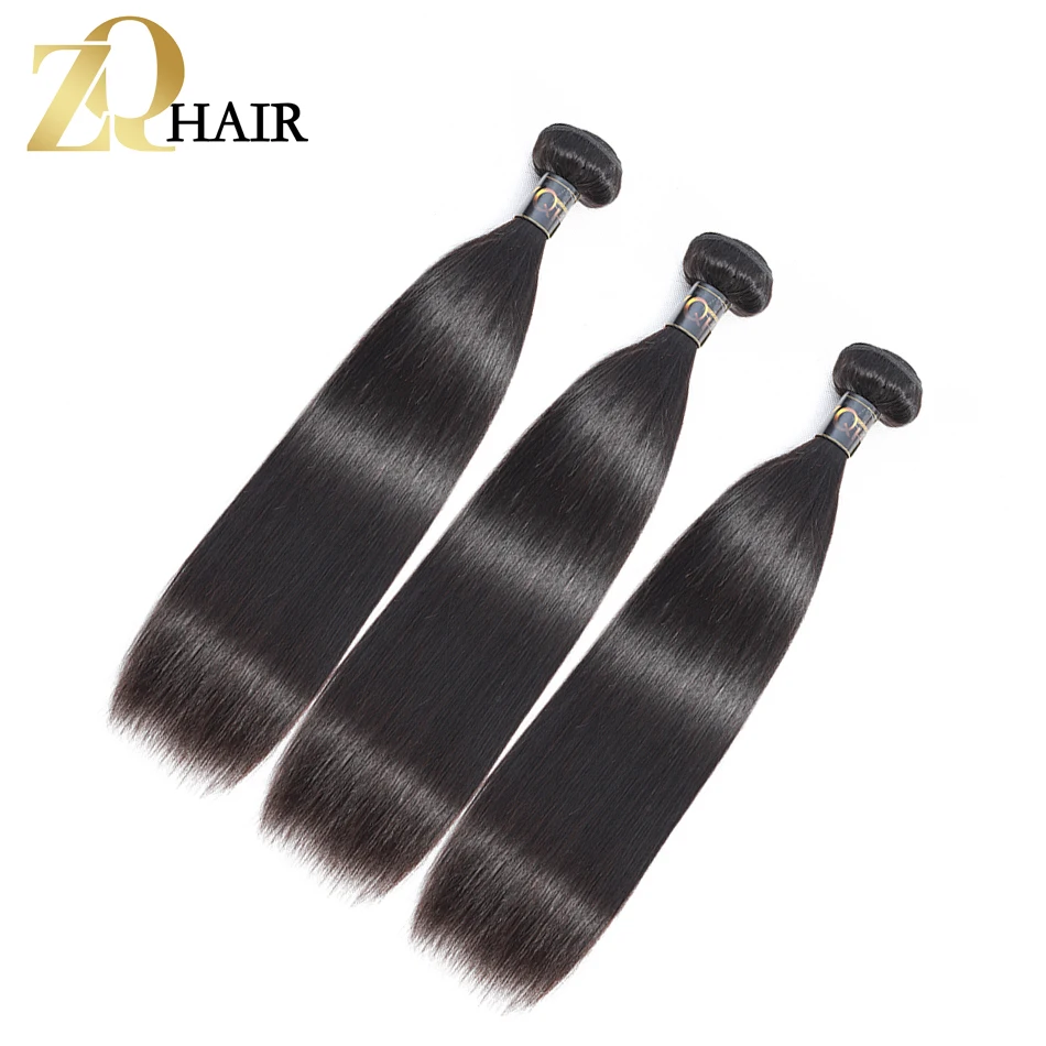 ZQ волосы 3 пучки бразильские прямые пучки 100% натуральные волосы плетение не Реми волосы 8-26 дюймов Расширение Бесплатная доставка