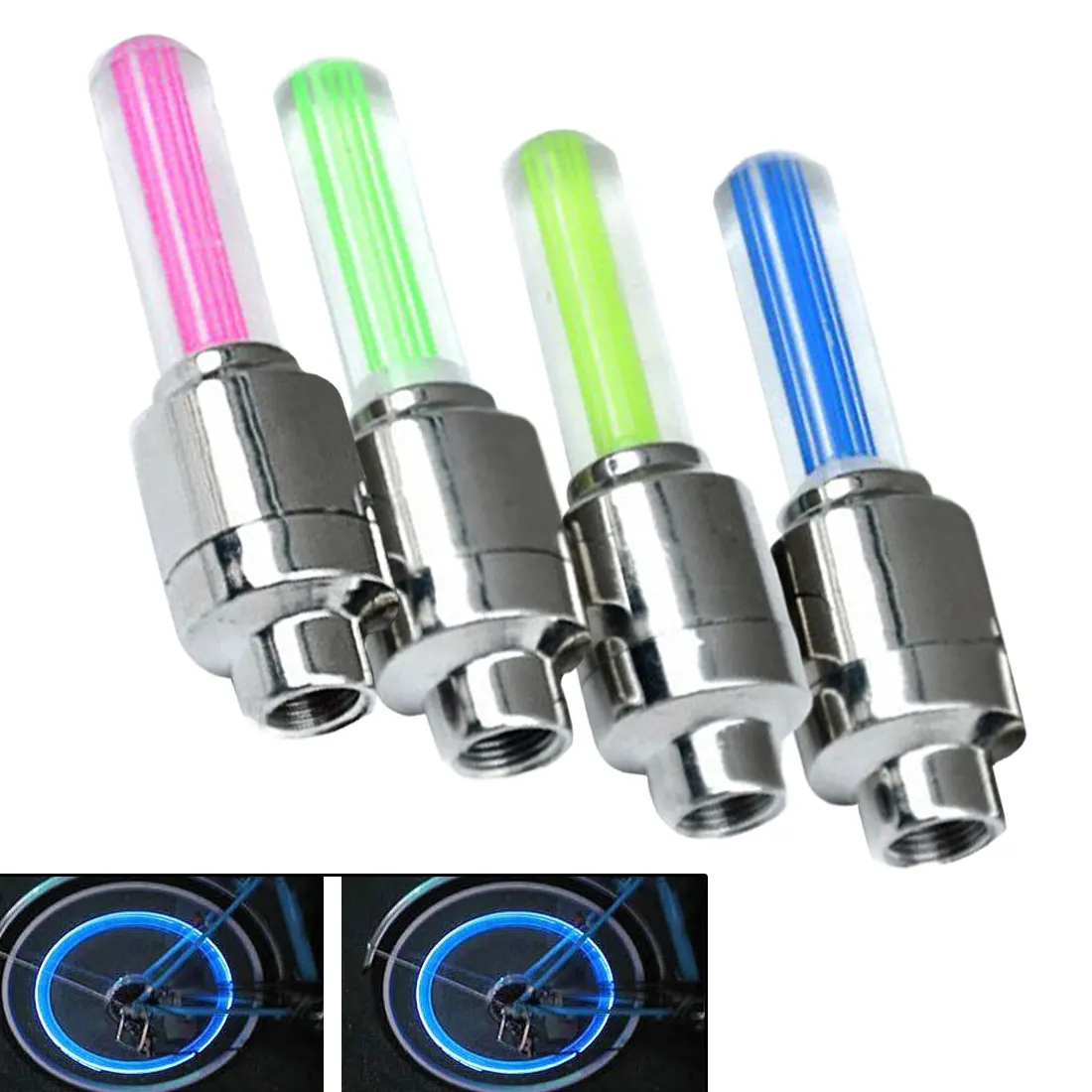 

2PCS Professional Bike Car MTB Motorcycle Wheel Tyre Valve Cap Flash LED Light Lamp Bicycle Accessories With Batteries